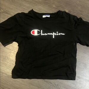 Champion Kids Black Tee with Logo